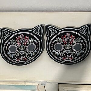 Spectrum Set of 2 Black Cat Skull Plate Day of the Dead